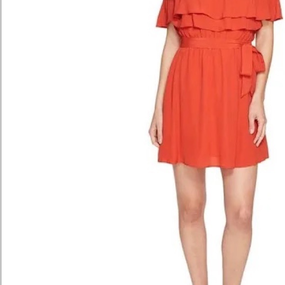 Lovers + Friends Off the Shoulders Ruffled Dress Red size S - Picture 2 of 12